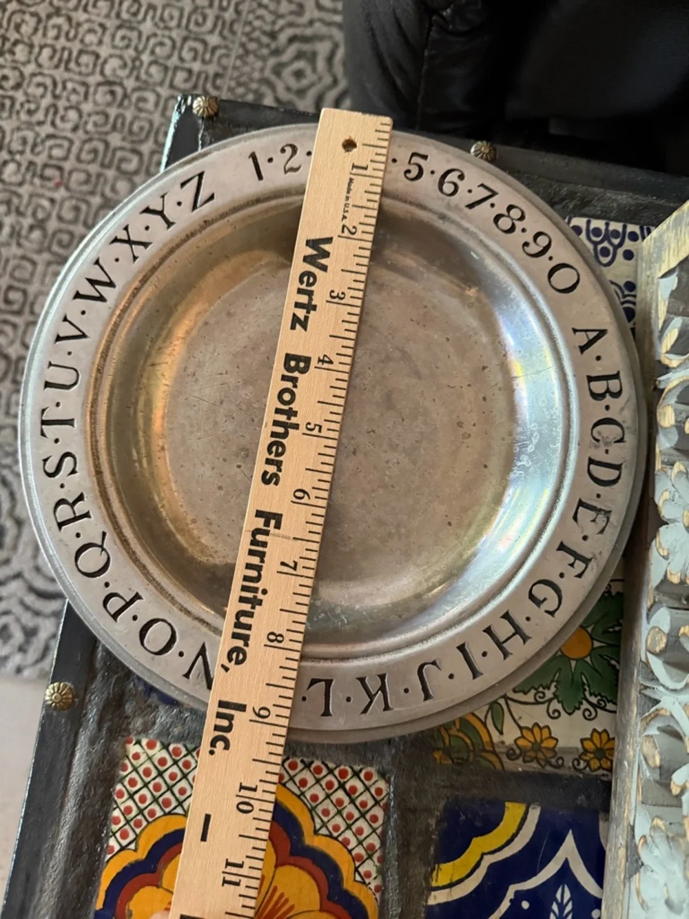Vintage WILTON ARMETALE RWP Child’s Alphabet Numbers Plate Pewter Serving Dish